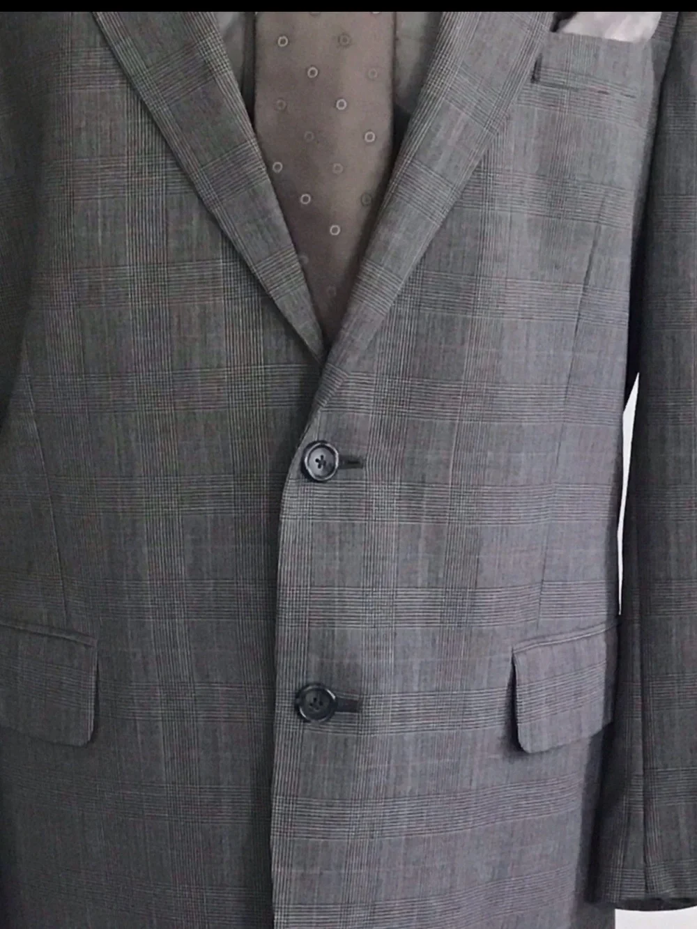 Jos. A. Bank Gray Wool Windowpane Plaid Two Button Notch Collar Blazer 43R EUC